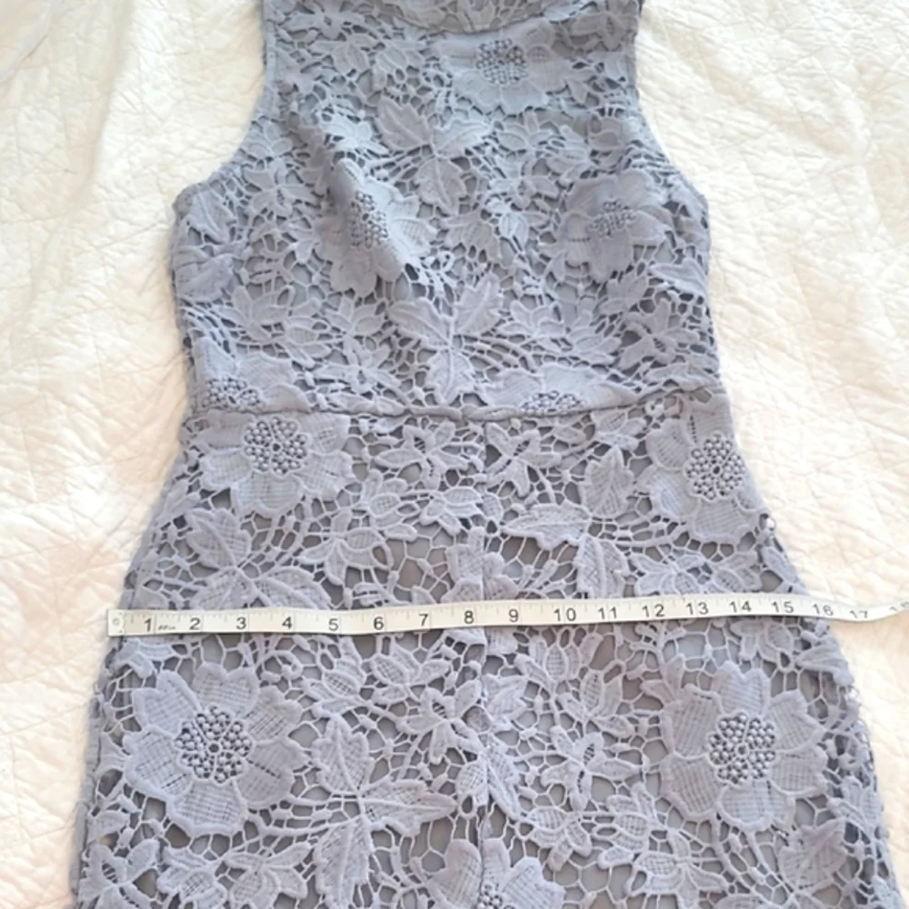 Astr Pastel Baby Blue Allover Lace Hi-Lo Halter Neck MidiDress Fits Like XS